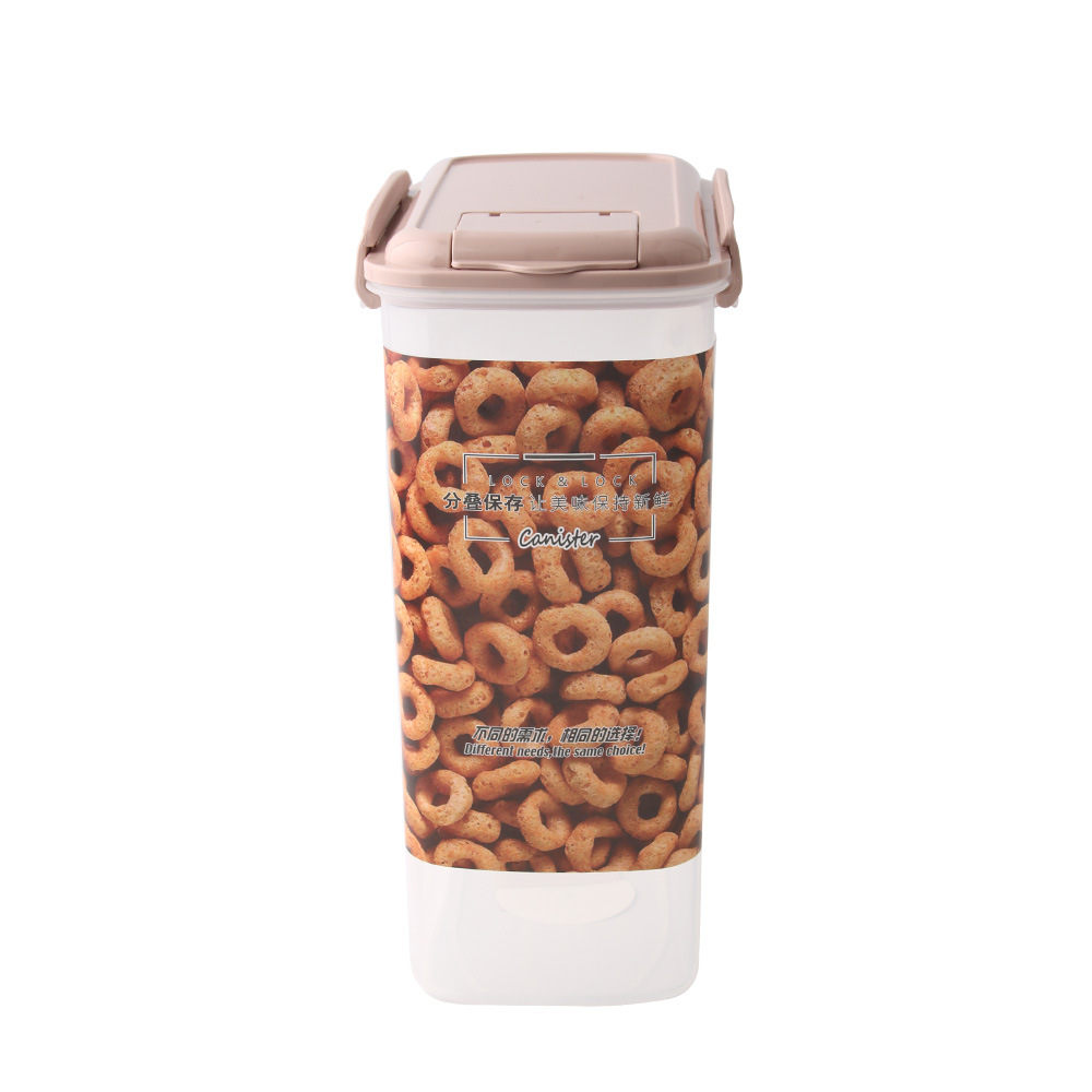 Yiwu Good Goods Household Five-Grain Storage Box, Food with Lid, Square Grain Jar, Plastic Transparent Storage Box, Three-piece Set, Sealed Jar -1006/35978 Item Picture