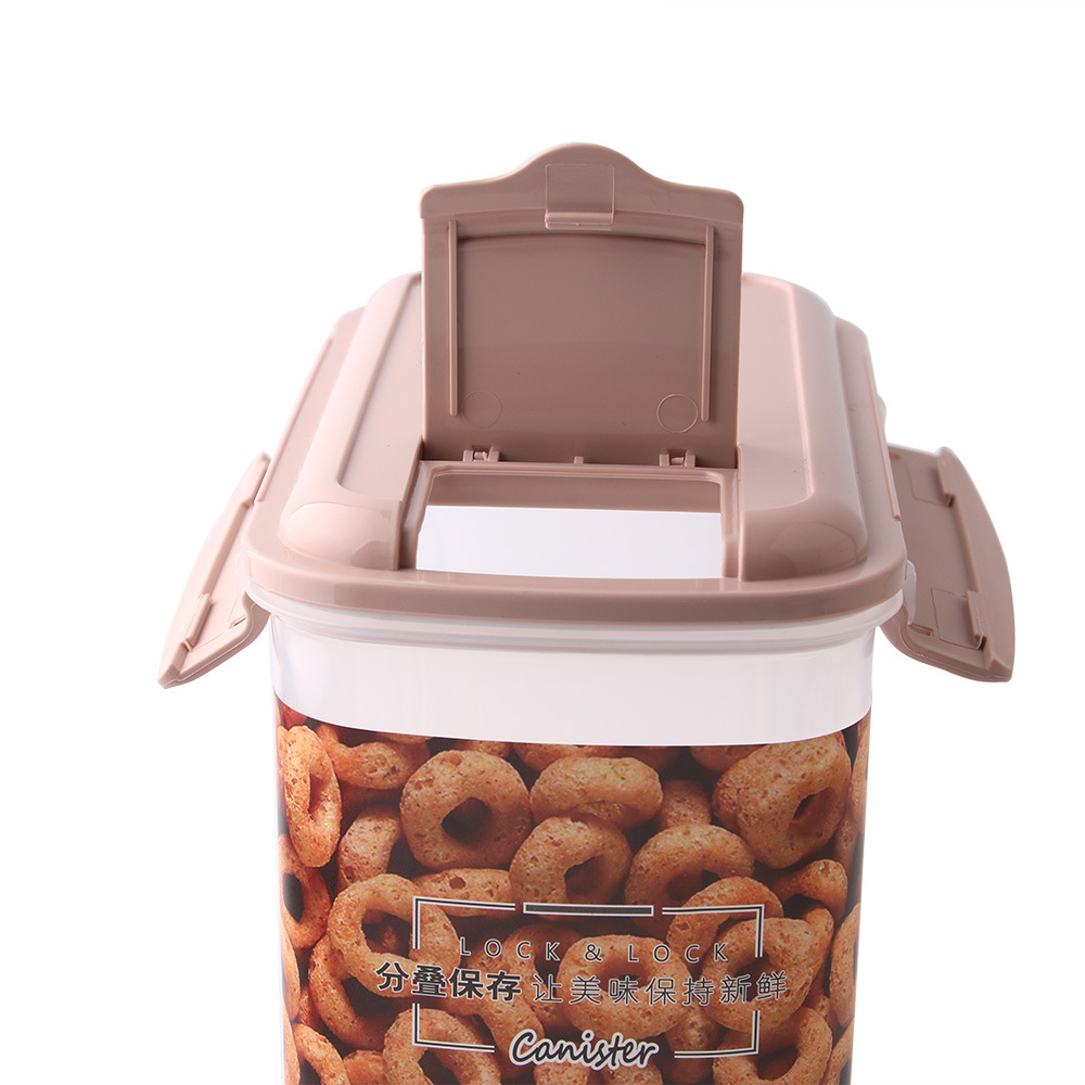 Yiwu Good Goods Household Five-Grain Storage Box, Food with Lid, Square Grain Jar, Plastic Transparent Storage Box, Three-piece Set, Sealed Jar -1006/35978 undefined