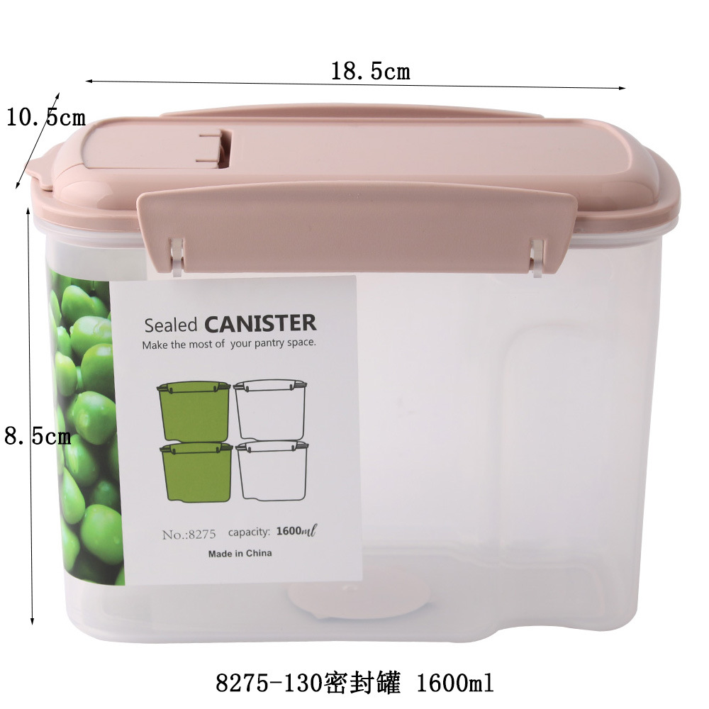 Yiwu Good Goods Household Five-Grain Storage Box, Food with Lid, Square Grain Jar, Plastic Transparent Storage Box, Three-piece Set, Sealed Jar -1006/35978 undefined