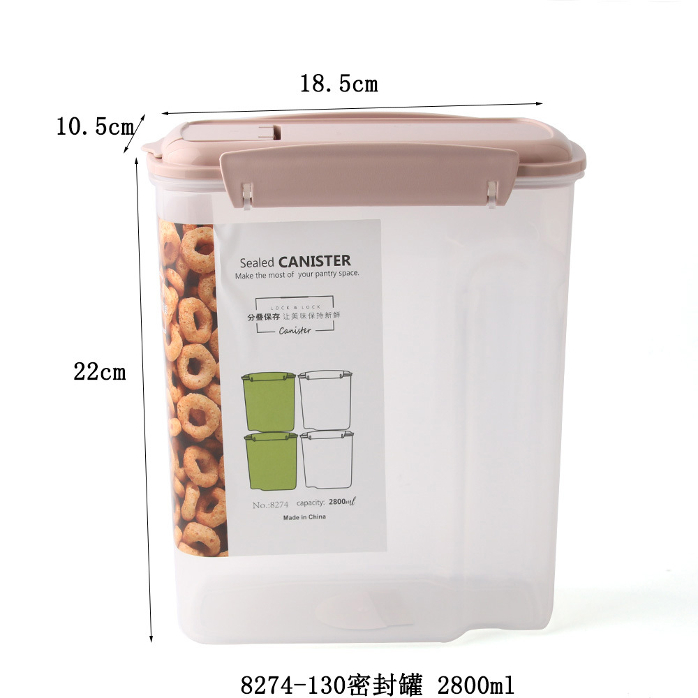 Yiwu Good Goods Household Five-Grain Storage Box, Food with Lid, Square Grain Jar, Plastic Transparent Storage Box, Three-piece Set, Sealed Jar -1006/35978 undefined