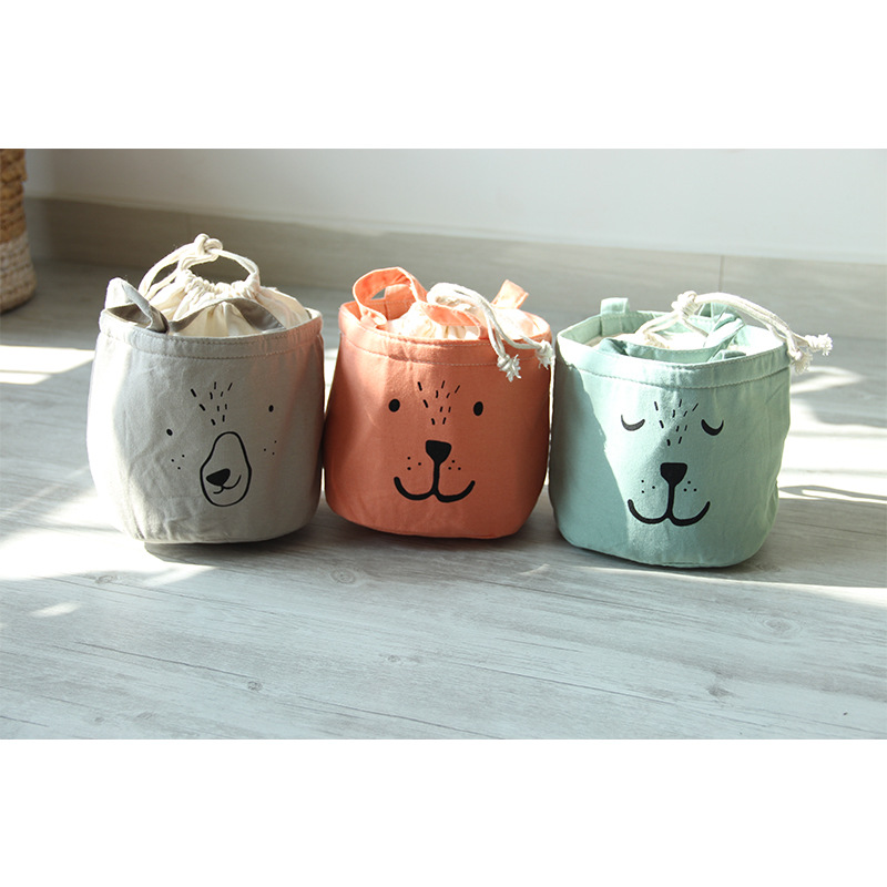 Yiwu good millet wheat cartoon expression lunch box bag heat preservation bag built-in aluminum film cloth drawing rope soft cloth thumbnail