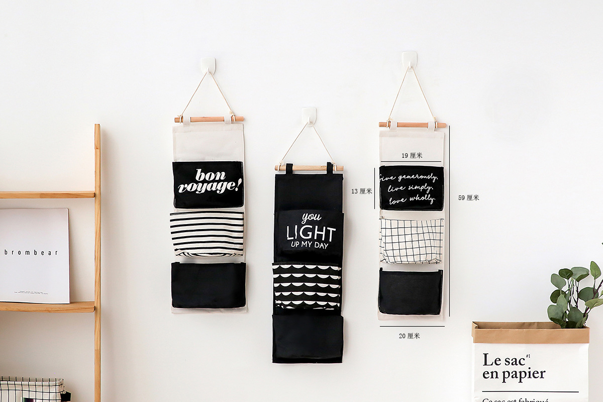 Yiwu Selection millet wheat three-pocket semicircle wall hanging bag multi-functional folding hanging bag thumbnail