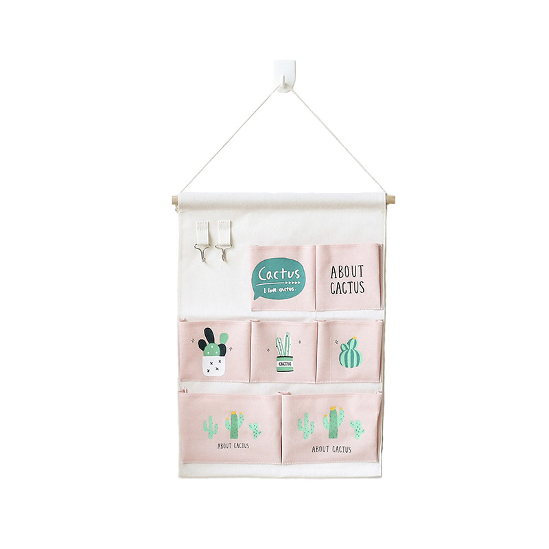 Yiwu Selection 7 pocket hook cactus wall hanging bag multi-functional sundry folding hanging bag undefined