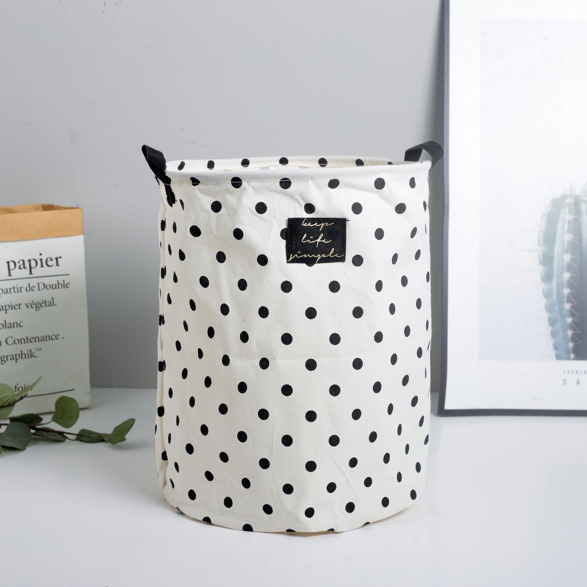 Yiwu Selection cotton and linen waterproof label black label laundry basket storage tank home storage folding bedroom undefined