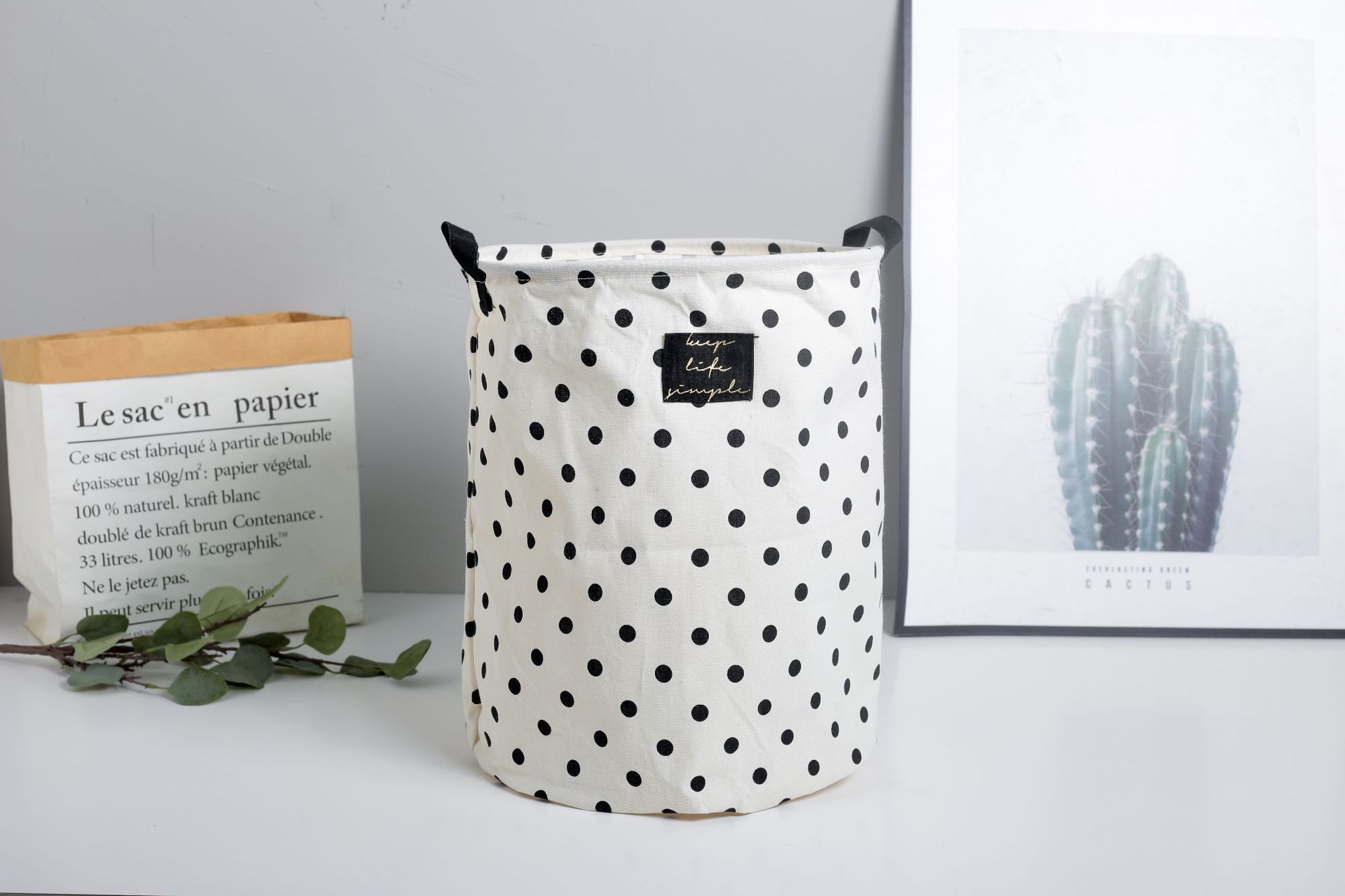 Yiwu Selection cotton and linen waterproof label black label laundry basket storage tank home storage folding bedroom undefined