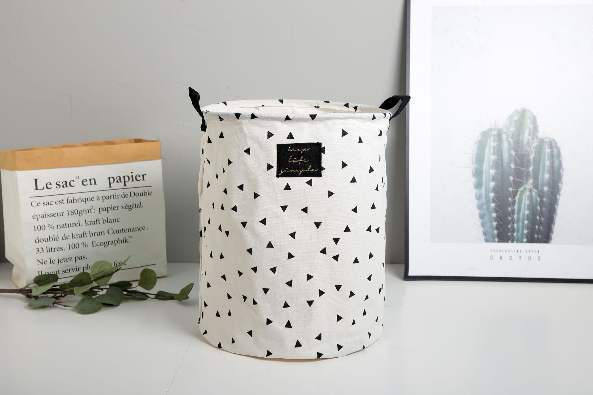 Yiwu Selection cotton and linen waterproof label black label laundry basket storage tank home storage folding bedroom undefined