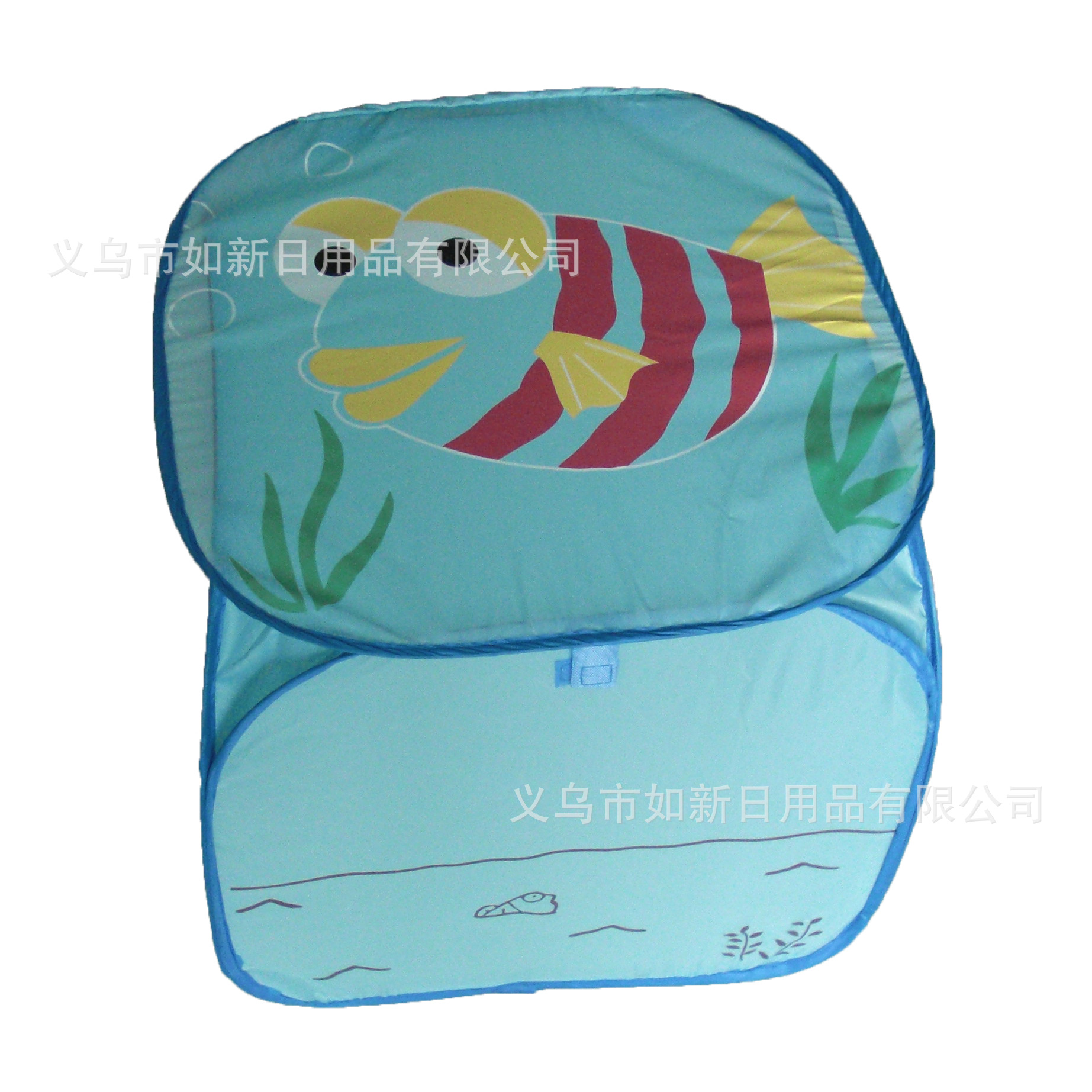 Yiwu Selection manufacturers directly sell four square with a cover small fish pattern to receive a bucket dirty clothes basket cartoon laundry basket support custom -1001/1497 thumbnail