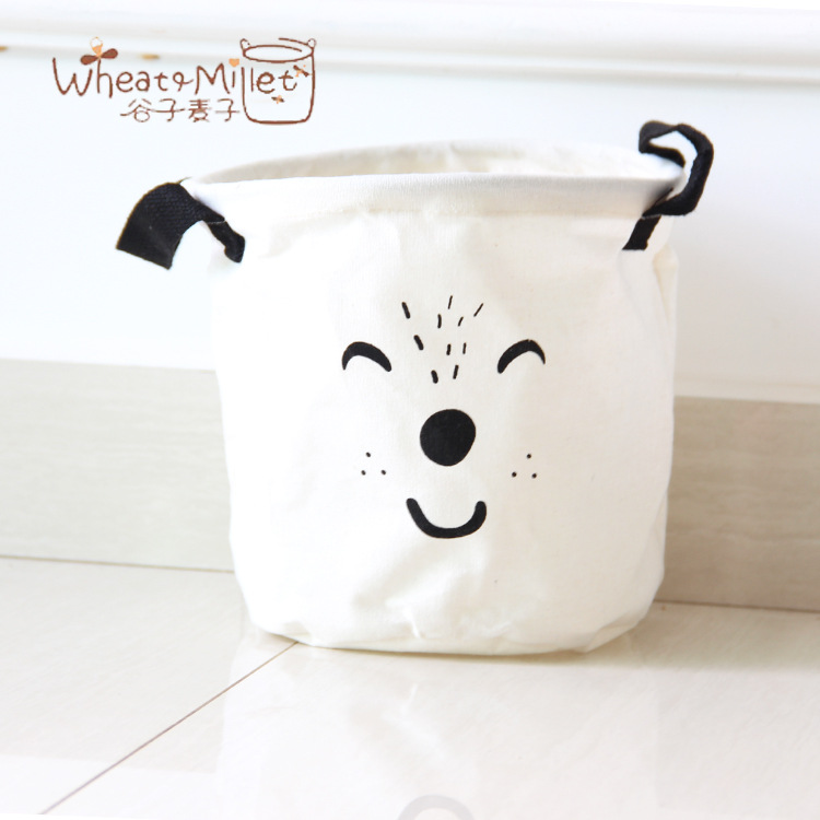 Yiwu Selection bedroom children's storage box innovation 5 colors small cotton linen table top storage bucket box undefined