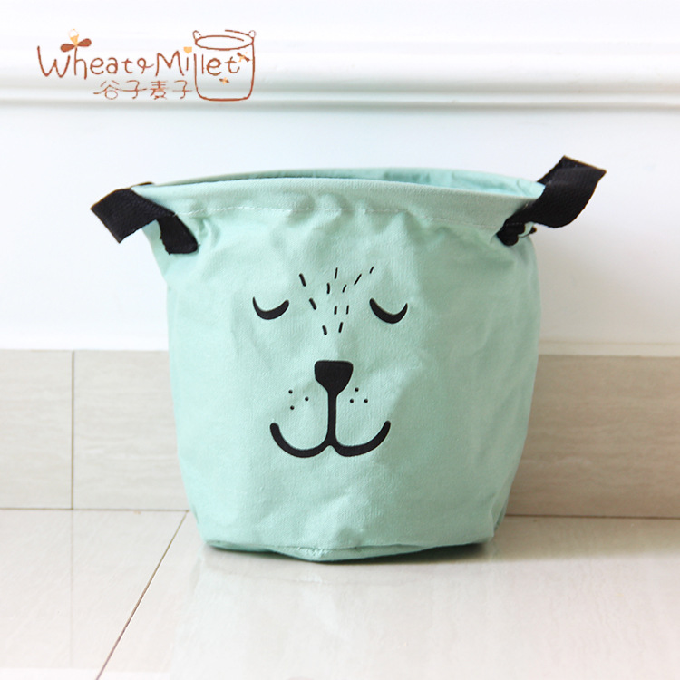 Yiwu Selection bedroom children's storage box innovation 5 colors small cotton linen table top storage bucket box undefined