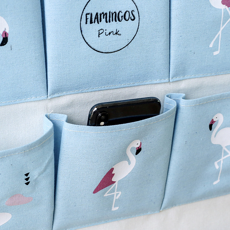 Yiwu Selection 6 pocket flamingo house modeling wall hanging bag multifunctional sundry folding hanging bag undefined