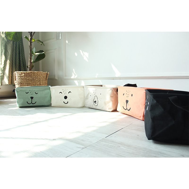 义乌好货 谷子麦子卡通表情中号方盒桌面收纳盒衣柜收纳方盒白底实物图