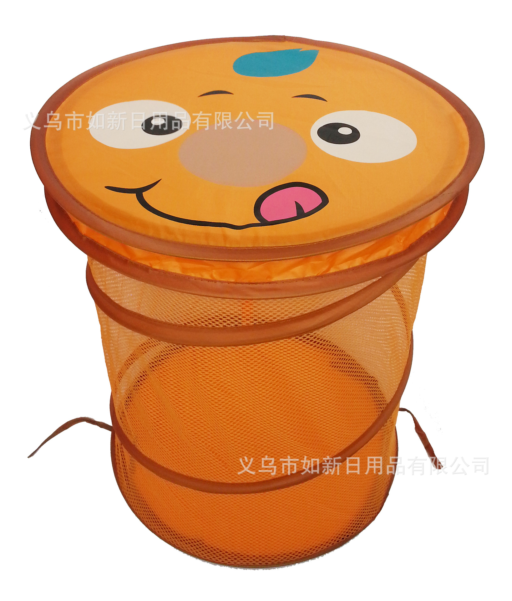 义乌好货 厂家直销38x45cm中号 橙色涤纶可折叠网布洗衣篮娃娃玩具收纳篮-1001/1497