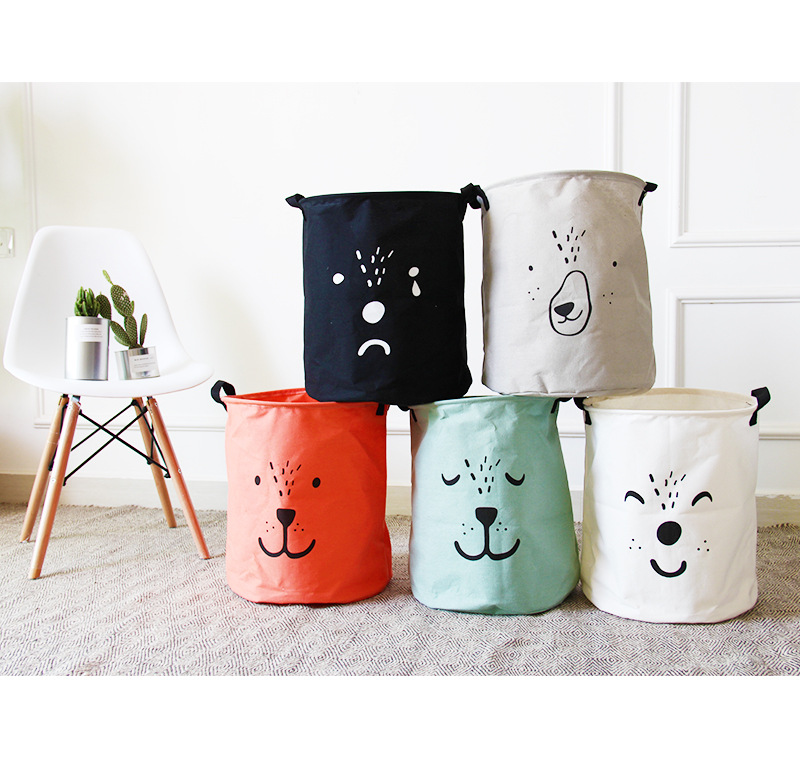 Yiwu Selection millet wheat dirty clothes basket cartoon folding laundry cartoon bucket cotton and linen art toys full figure