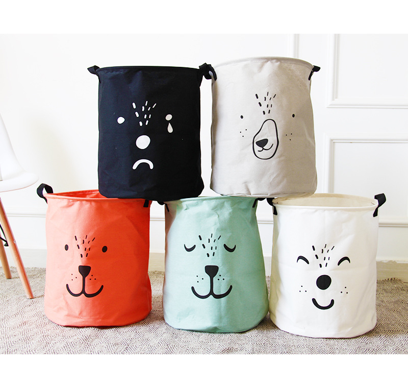 Yiwu Selection millet wheat dirty clothes basket cartoon folding laundry cartoon bucket cotton and linen art toys Application Scenario