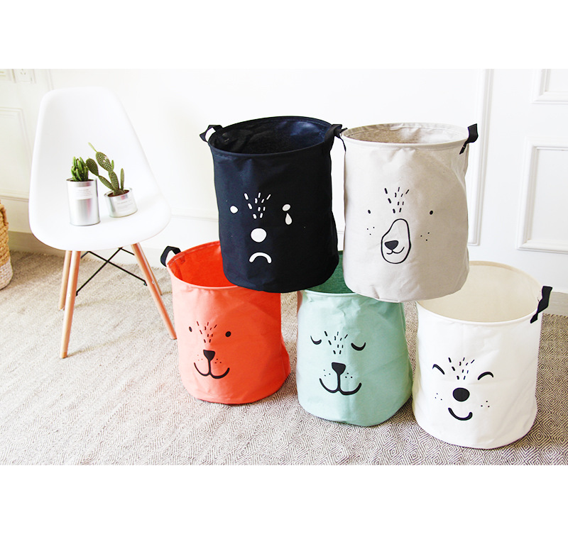 Yiwu Selection millet wheat dirty clothes basket cartoon folding laundry cartoon bucket cotton and linen art toys Item Picture
