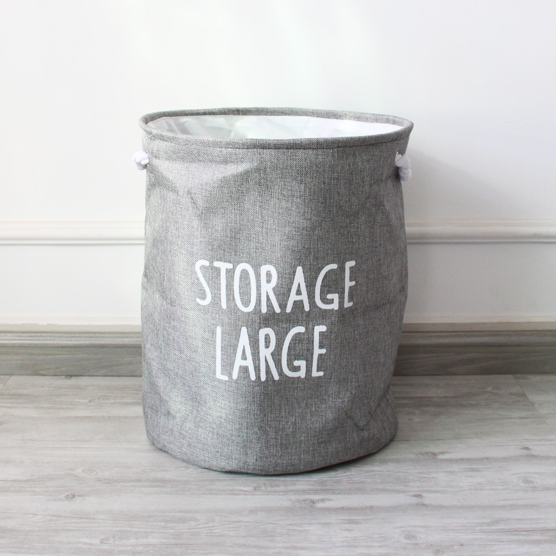 Yiwu Selection cotton and linen denim rope thickening double layer storage bucket storage basket laundry basket folding Oxford cloth undefined