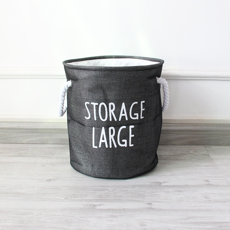 Yiwu Selection cotton and linen denim rope thickening double layer storage bucket storage basket laundry basket folding Oxford cloth undefined