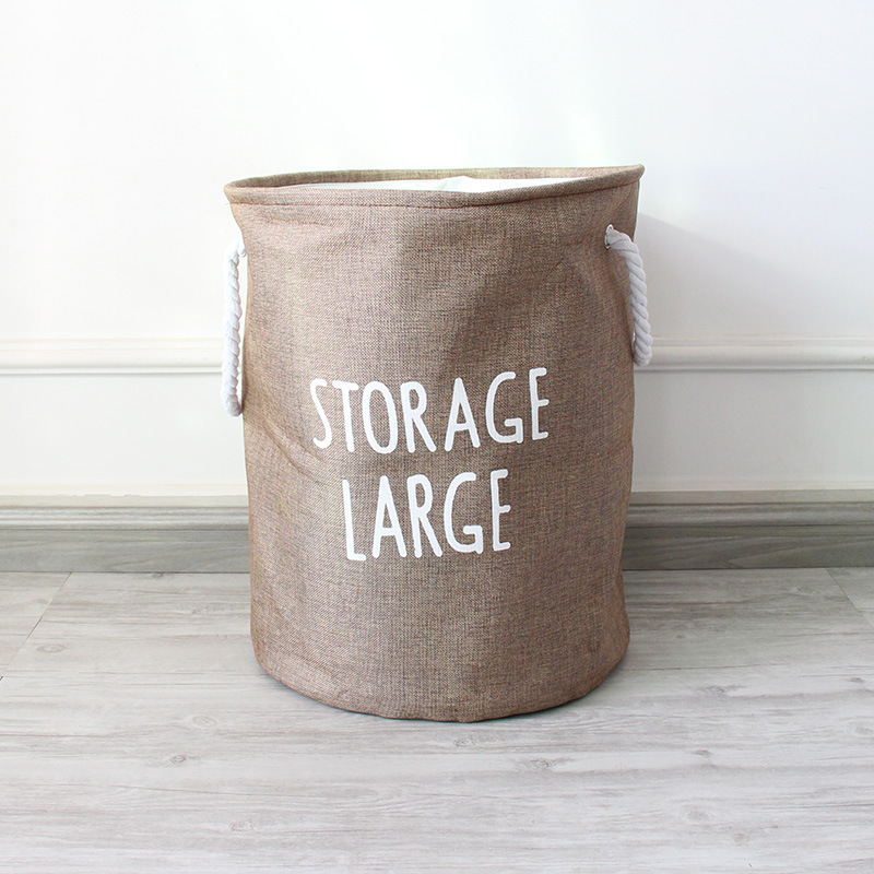 Yiwu Selection cotton and linen denim rope thickening double layer storage bucket storage basket laundry basket folding Oxford cloth undefined