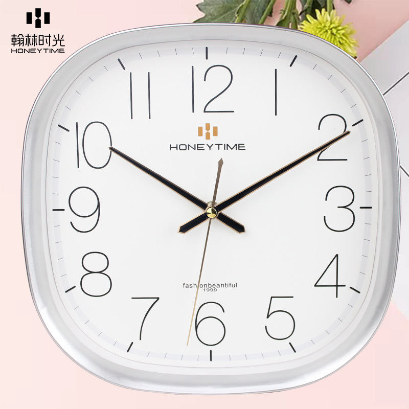 Yiwu Selection Hanlin watch new home decoration clock round corner square metal color silent scanning wall clock -1003/18505 thumbnail