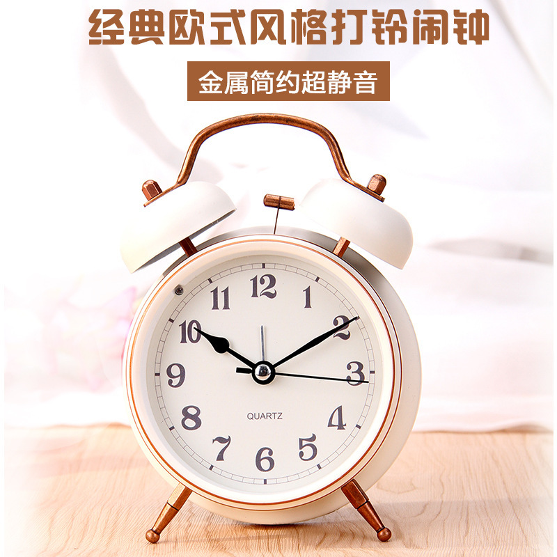 New creative metal clock classic European bedroom bedside mute band light 4 inch alarm clock -1003/18505 thumbnail