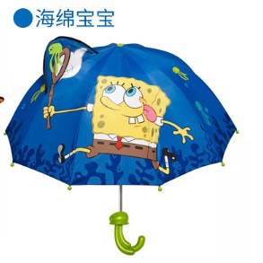 Yiwu Good Goods Creative New SpongeBob SquarePants Children's Umbrella 3d Stereoscopic Canopy Cartoon Automatic Umbrella Handle for Kindergarten -1003/10228