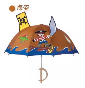 Yiwu Good Goods Creative New Pirate Children's Umbrella 3D Stereoscopic umbrella surface Cartoon Automatic Umbrella handle Kindergarten Children's Umbrella -1003/10228