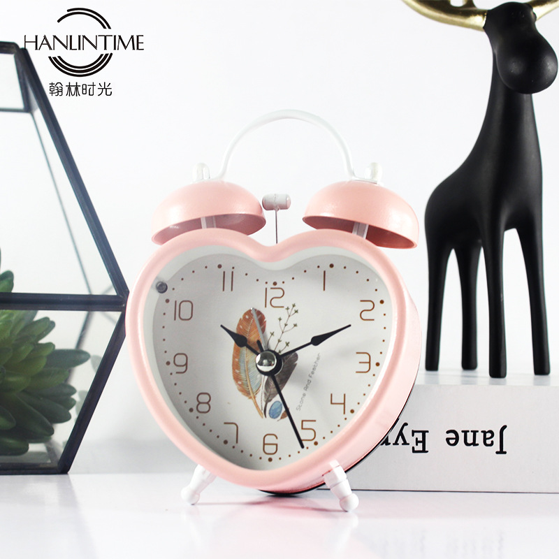 Heart-shaped crack mute Students and children bedroom bedside lovely simple home with light ring alarm clock -1003/18505 thumbnail