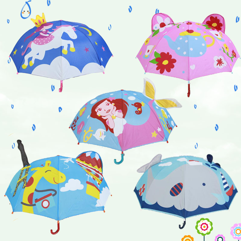 Yiwu Good Goods 2018 New Children's Umbrella Creative 3D Cartoon Long Handle 8-bone Automatic Umbrella, Cross-border Manufacturer Wholesale -1003/10228