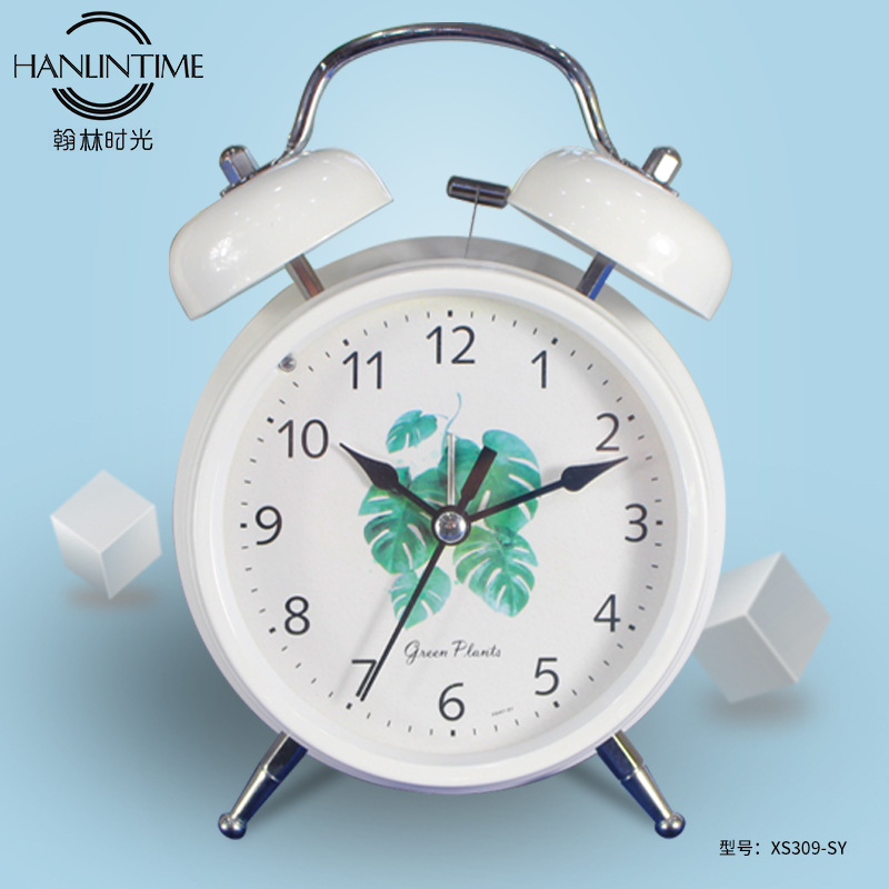 Round 4-inch leaf clock face scanning bell-Ringing Lamp Bell-Ringing Bell Silent tape lamp bell-ringing in student bedroom -1003/18505