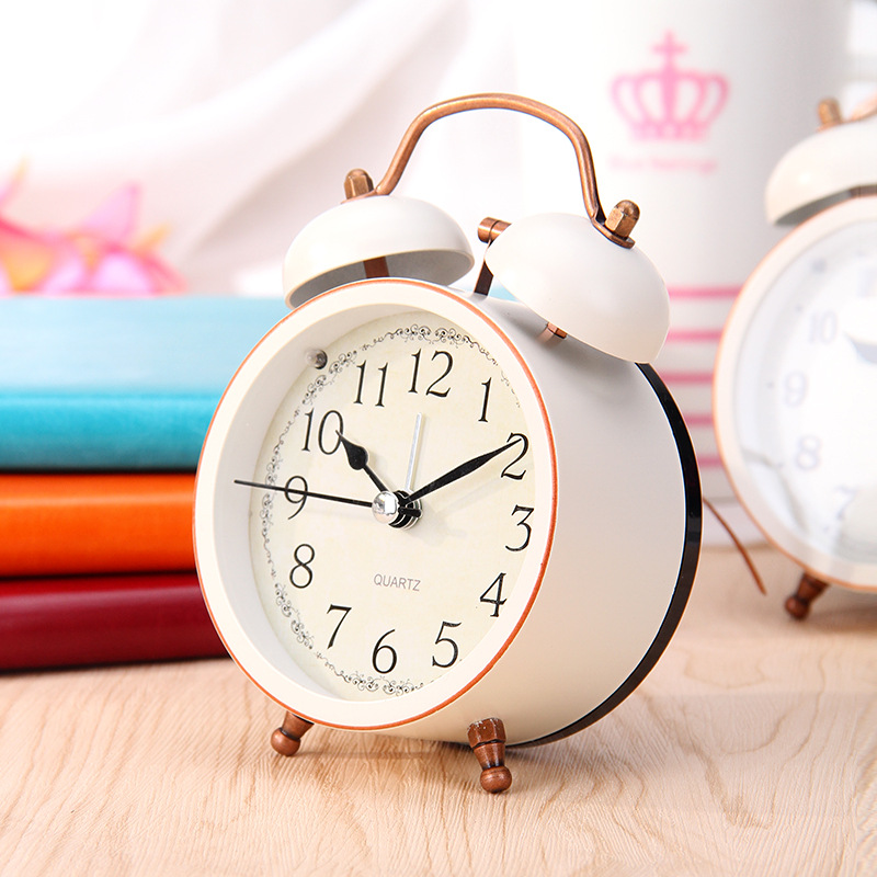 New creative metal clock classic European bedroom bedside mute band light 3-inch ringing alarm clock -1003/18505 thumbnail
