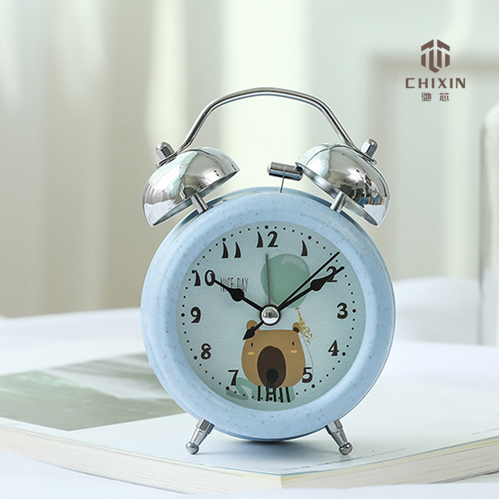 Yiwu Good Goods 3 Inch Triangle/Round Jade Bell Alarm Clock Fashion Creative Students Cute Bedside Nightlight Silent Clock -1003/18762