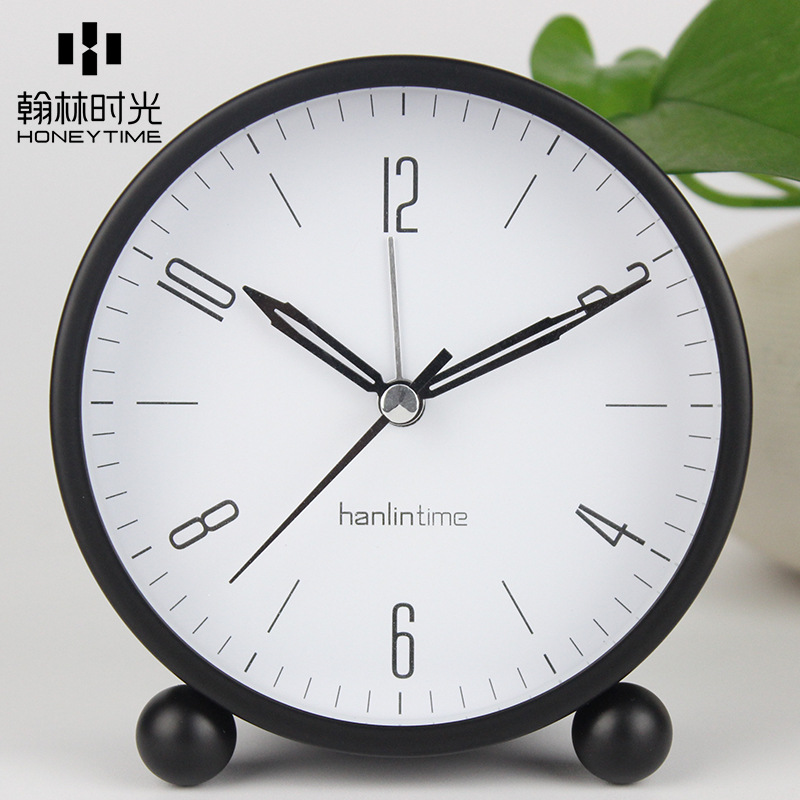 Yiwu Selection manufacturers direct creative round 4-inch metal clock stylish silent alarm clock -1003/18505 thumbnail