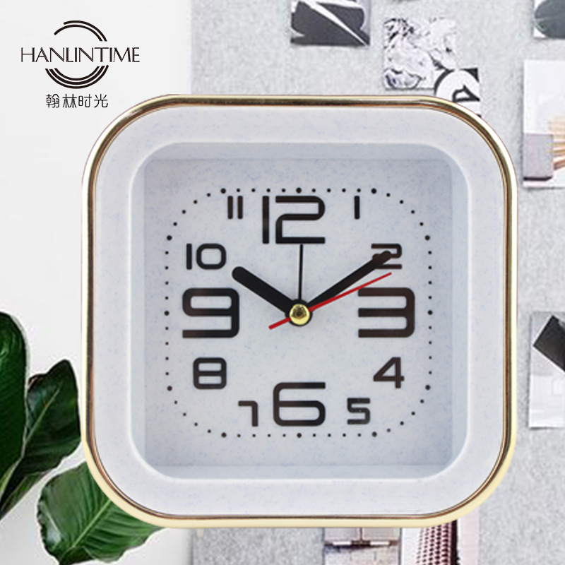 Yiwu Selection creative new children and students living room bedroom clock simple plastic square silent scan small alarm clock -1003/18505 thumbnail