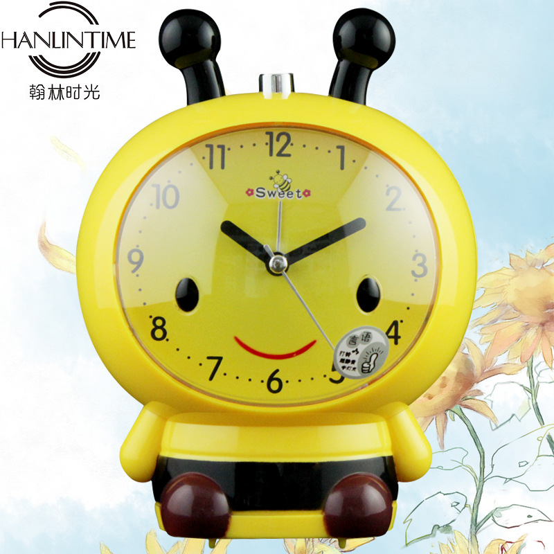 Yiwu Selection cute cartoon little bee children student scan mute alarm clock double alarm clock Dad where lazy bug get up -1003/18505 thumbnail