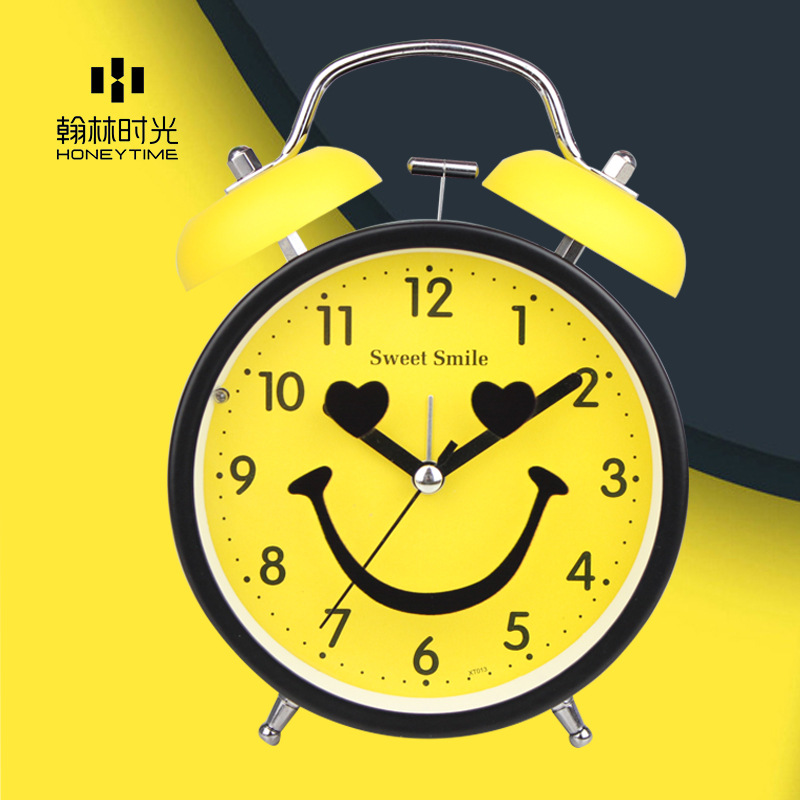 New sweet smiling face in living room, bedroom, bedside silent band light, 4-inch metal alarm clock -1003/18505 thumbnail