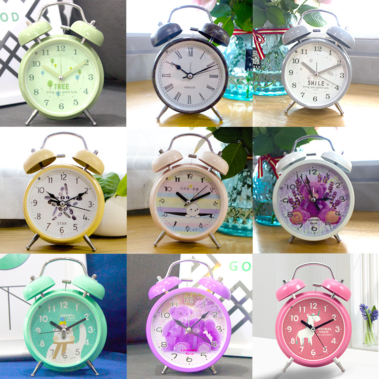Creative Electronic alarm Clock Of Yiwu Selection Student Headboard lovely children midnight light mute European clock Lazy man ring 4.5-inch gold -1003/18505 thumbnail