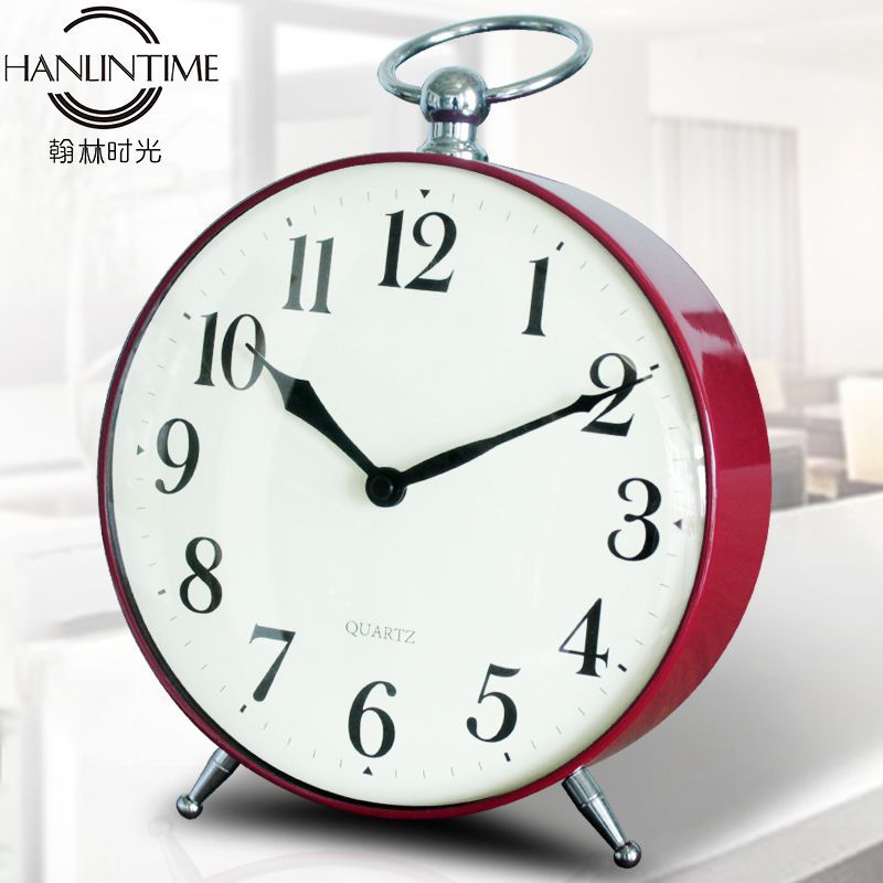 Creative living room decoration convex glass 8 inch clock simple metal round no second hand silent 20cm clock -1003/18505