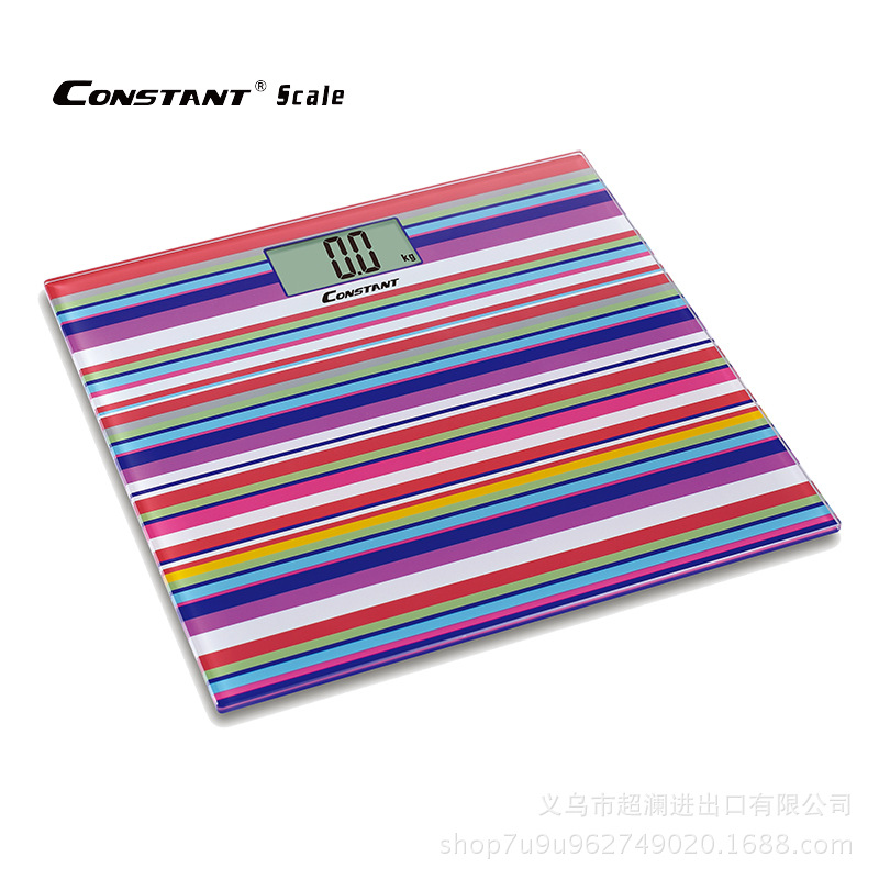 Yiwu Good Goods Wholesale - Ultra-thin color striped pattern weighing electronic body scale, health scale, gift scale -1003/14192 details Picture