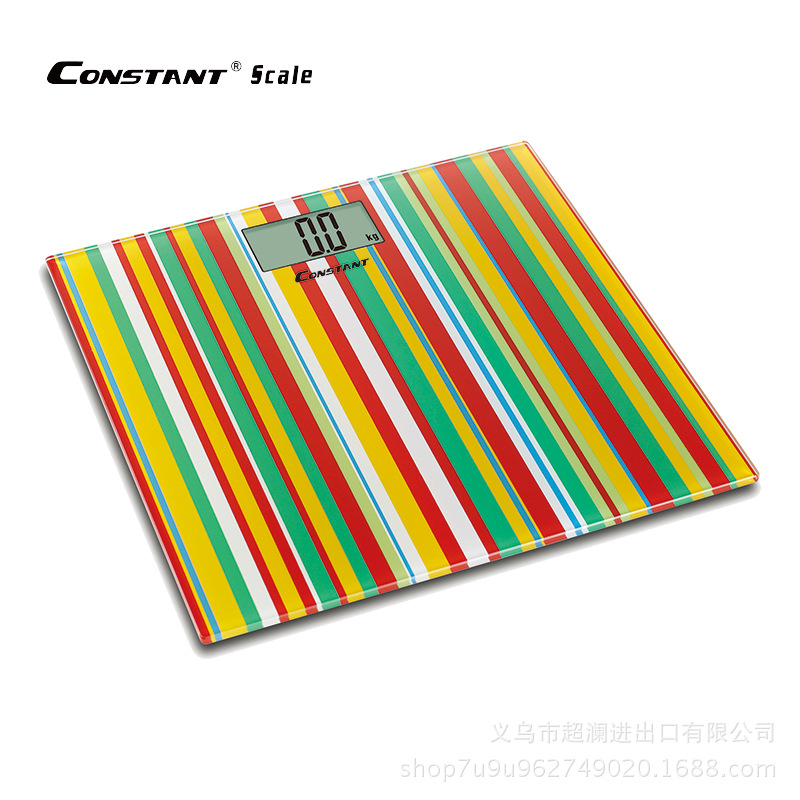 Yiwu Good Goods Wholesale - Ultra-thin color striped pattern weighing electronic body scale, health scale, gift scale -1003/14192 Item Picture