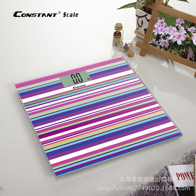 Yiwu Good Goods Wholesale - Ultra-thin color striped pattern weighing electronic body scale, health scale, gift scale -1003/14192 undefined