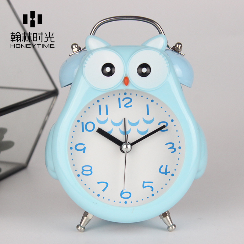 Cute cartoon Owl children owl alarm clock Silent scan night light metal bell ringing bell -1003/18505