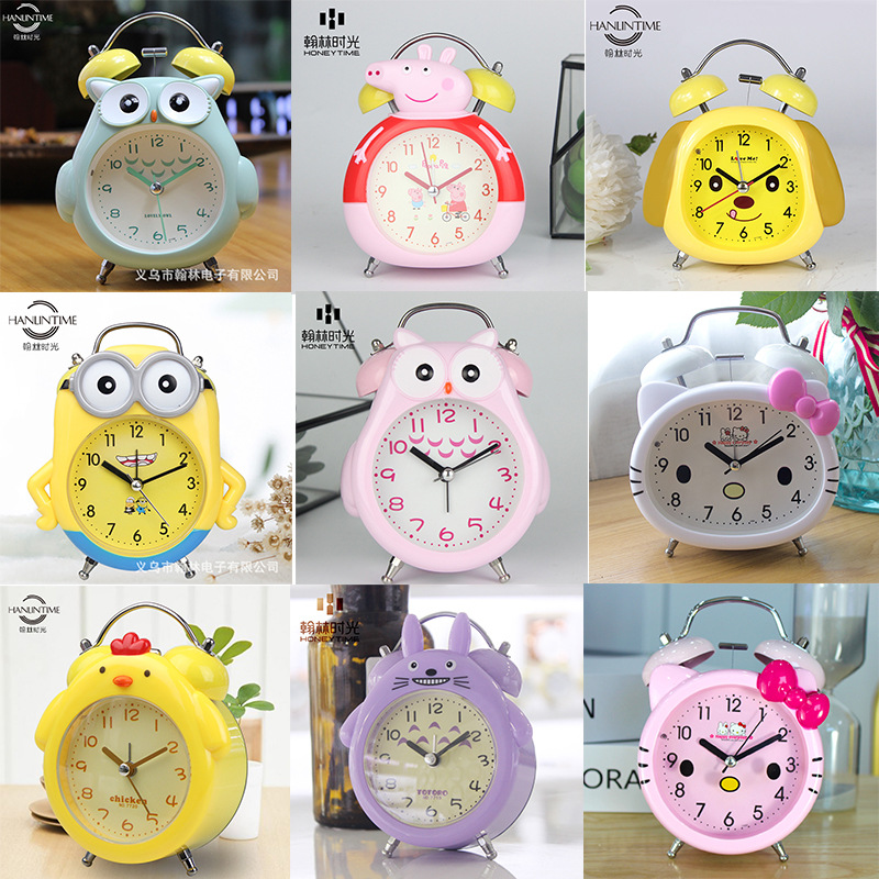 Yiwu goods creative cute cartoon students and children electronic gift clock home decoration bedside silent bell with light alarm clock -1003/18505 thumbnail