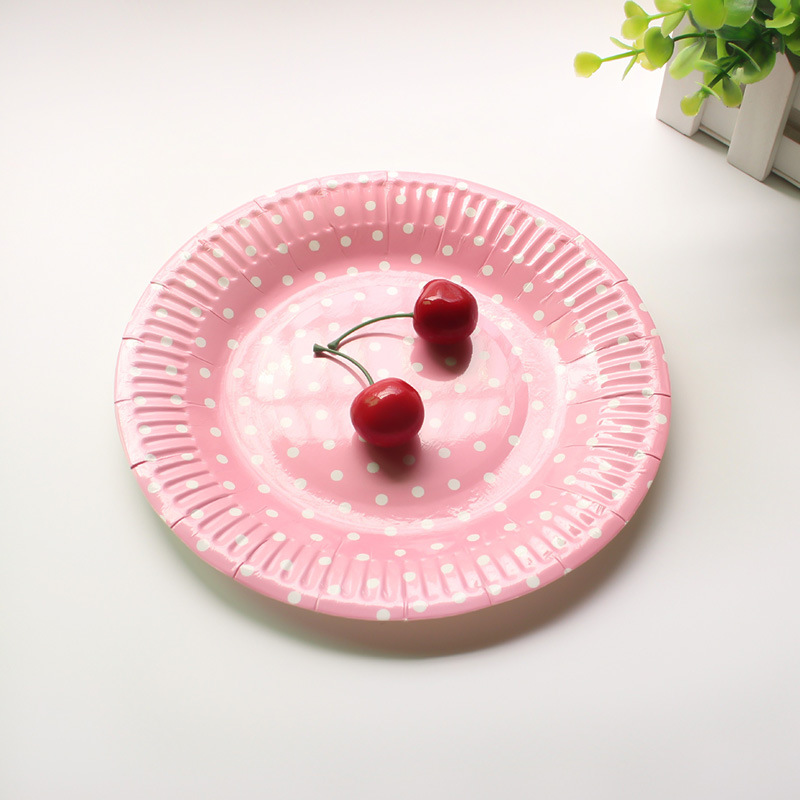 儿童生日派对圆点波点蛋糕纸盘彩色 幼儿园diy手工幼教材料50个装详情图6