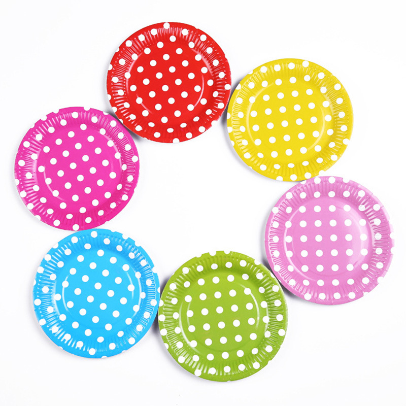 儿童生日派对圆点波点蛋糕纸盘彩色 幼儿园diy手工幼教材料50个装详情图7