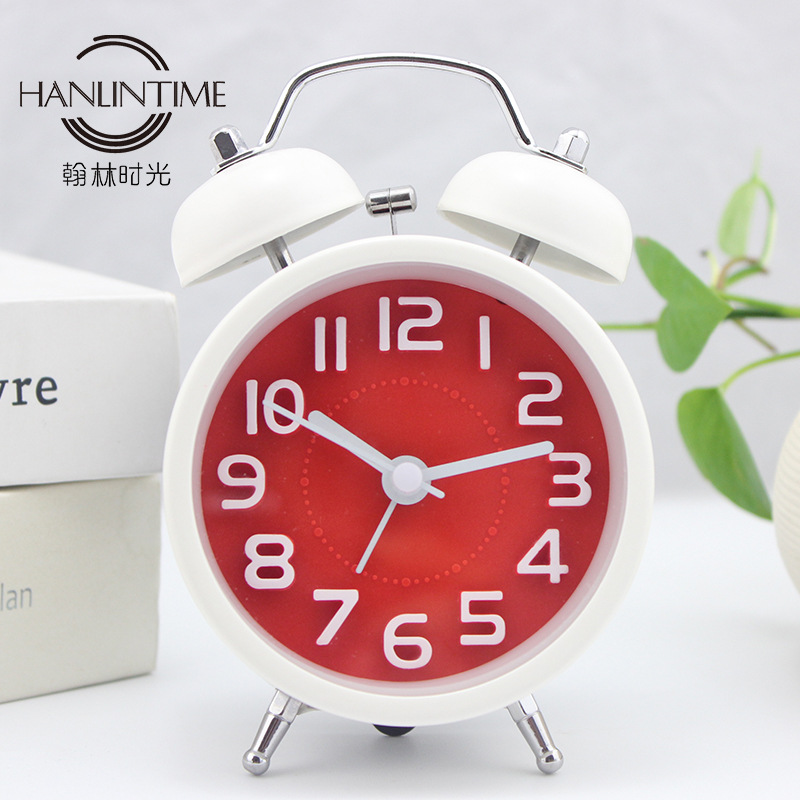 Student bedroom bedside mute bell with light ring bell candy color stereo digital 3-inch alarm clock 1003/18505 thumbnail