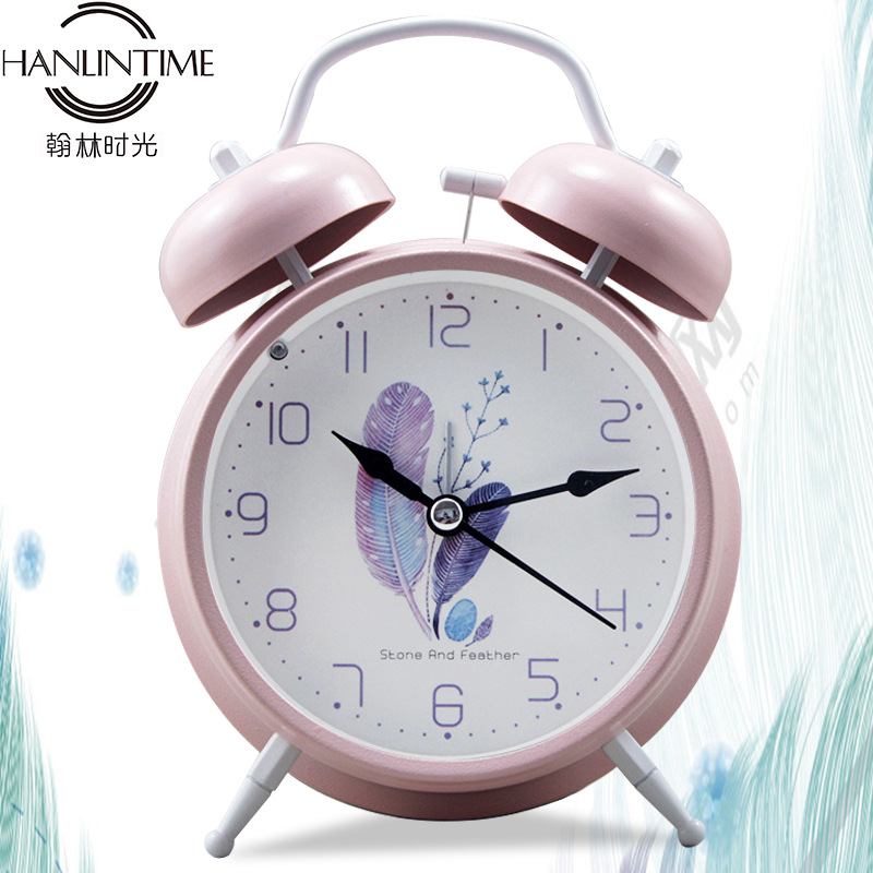 Round 4-inch leaf clock face scanning bell-Ringing Lamp Bell-Ringing Bell Silent tape lamp bell-ringing in student bedroom -1003/18505