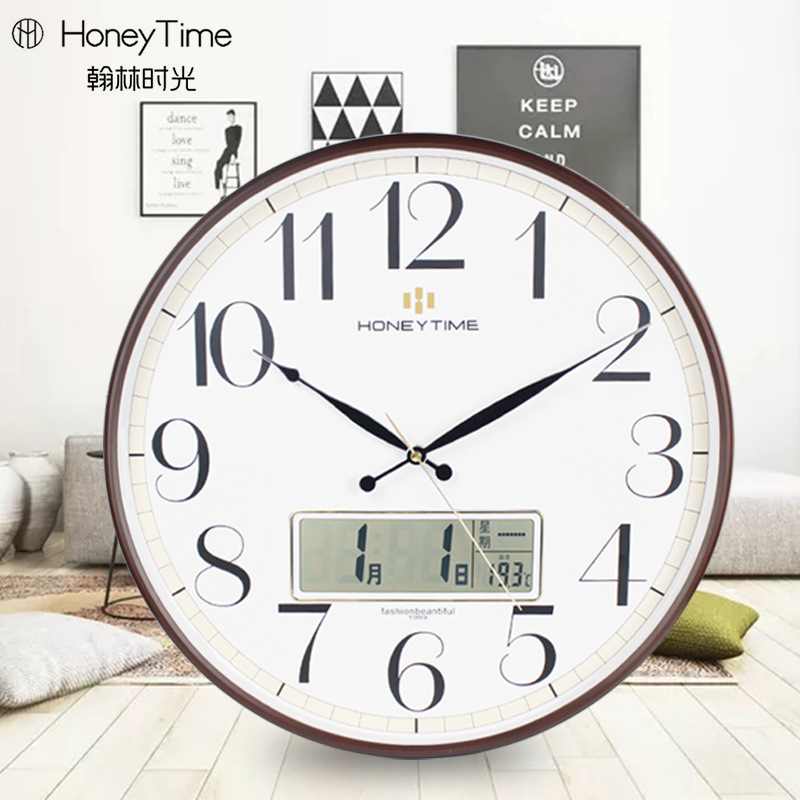 Yiwu Selection Hanlin watch creative 20 inch home decoration simple atmospheric calendar temperature humidity week silent sweep second wall clock -1003/18505 thumbnail