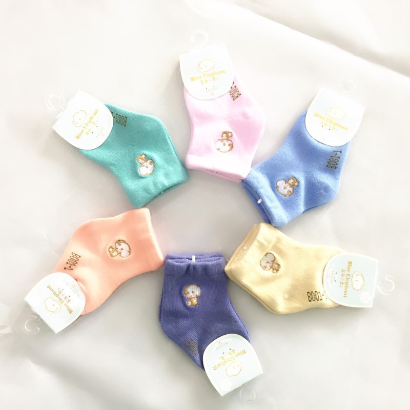 义乌好货 蓝色小象纯棉透气儿童袜男女宝宝秋冬保暖婴儿袜小孩学步地板袜子-1006/32790图