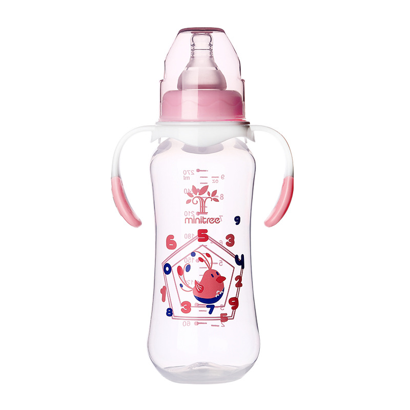 Yiwu Good Goods Baby and Maternal Care baby bottles, single standard diameter PP baby bottles with handles, export baby bottles, two-color handles, baby and children's products undefined