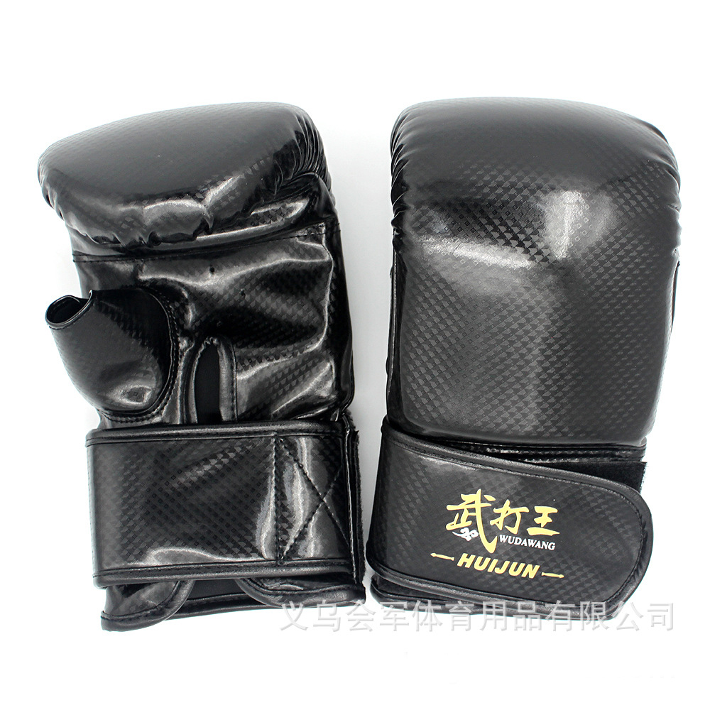 Yiwu Selection will army imitation leather curved sand boxing gloves boxing gloves Martial arts fitness Red black Thai boxing gloves -1004/28622